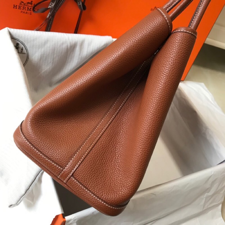 Hermes Garden Party 36cm Tote Handbag In Brown Clemence Leather